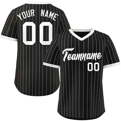 Custom Black White Stripe Fashion Authentic Pullover Baseball Jersey