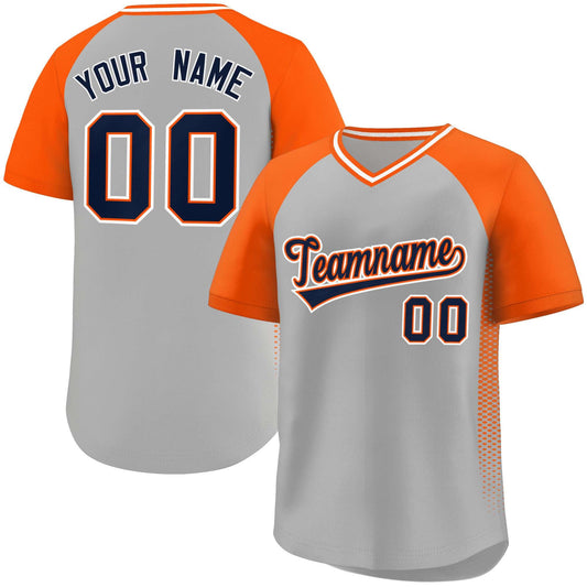 Custom Gray Orange Raglan Sleeves Side Spot Authentic Pullover Baseball Jersey