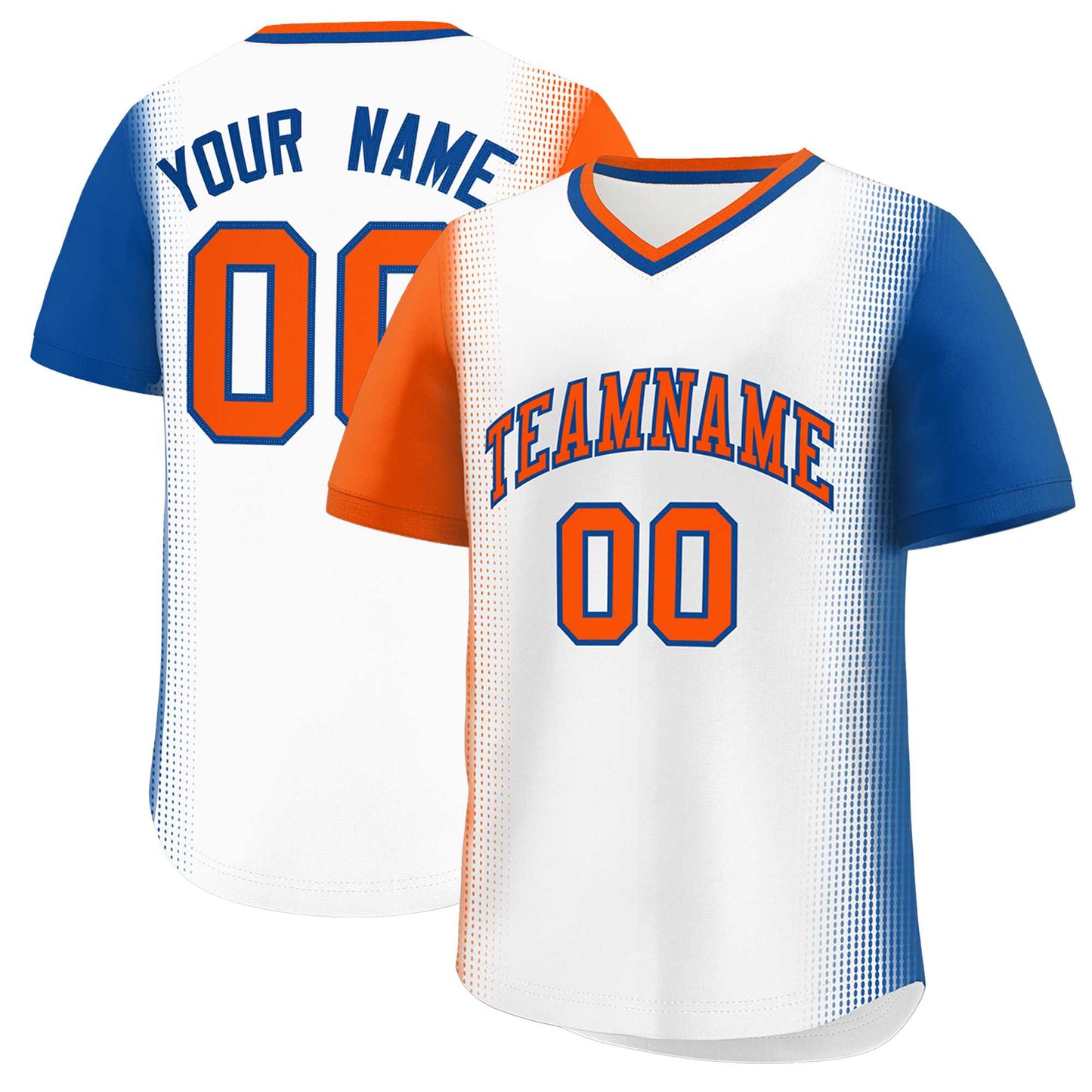 Custom White Orange-Royal Personalized Raglan Sleeves Authentic Pullover Baseball Jersey