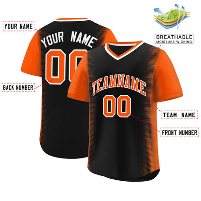 Custom Black Orange Personalized Raglan Sleeves Authentic Pullover Baseball Jersey