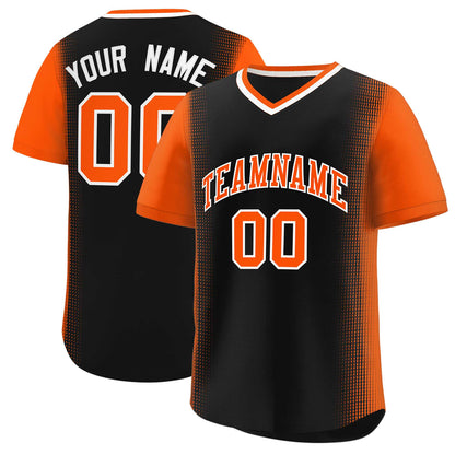 Custom Black Orange Personalized Raglan Sleeves Authentic Pullover Baseball Jersey