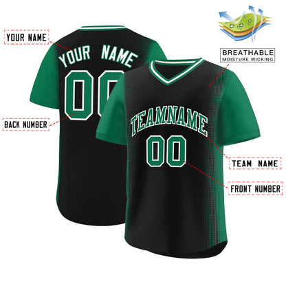 Custom Black Kelly Green Personalized Raglan Sleeves Authentic Pullover Baseball Jersey