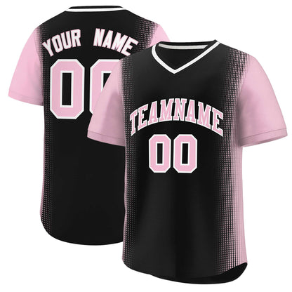 Custom Black Light Pink Personalized Raglan Sleeves Authentic Pullover Baseball Jersey