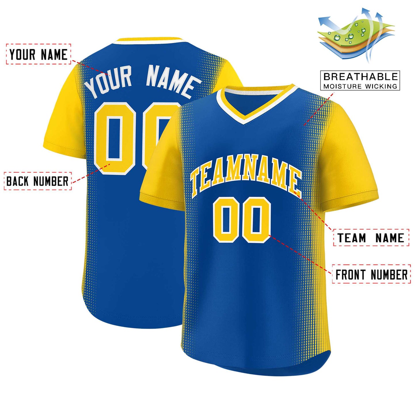 Custom Royal Gold Personalized Raglan Sleeves Authentic Pullover Baseball Jersey