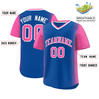 Custom Royal Pink Personalized Raglan Sleeves Authentic Pullover Baseball Jersey