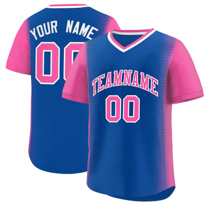 Custom Royal Pink Personalized Raglan Sleeves Authentic Pullover Baseball Jersey