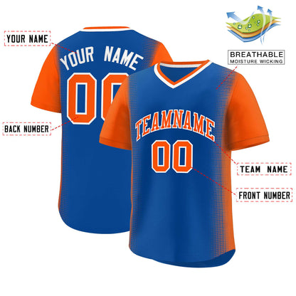 Custom Royal Orange Personalized Raglan Sleeves Authentic Pullover Baseball Jersey