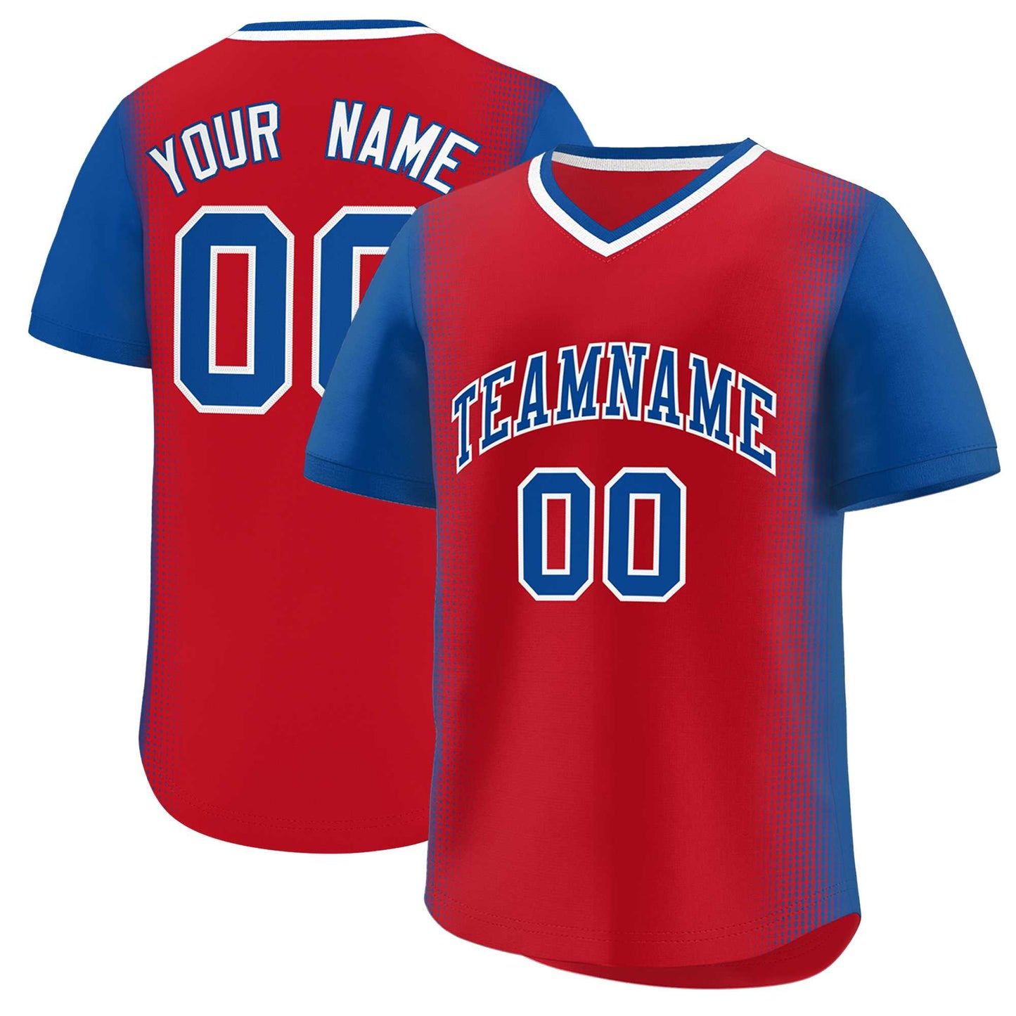 Custom Red Royal Personalized Raglan Sleeves Authentic Pullover Baseball Jersey