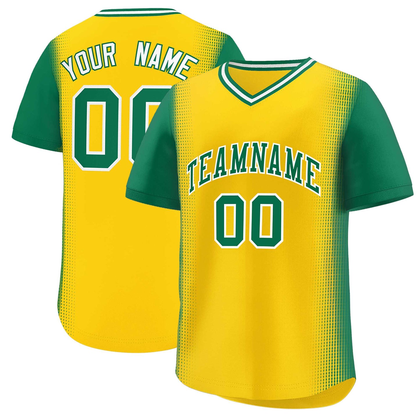 Custom Gold Kelly Green Personalized Raglan Sleeves Authentic Pullover Baseball Jersey