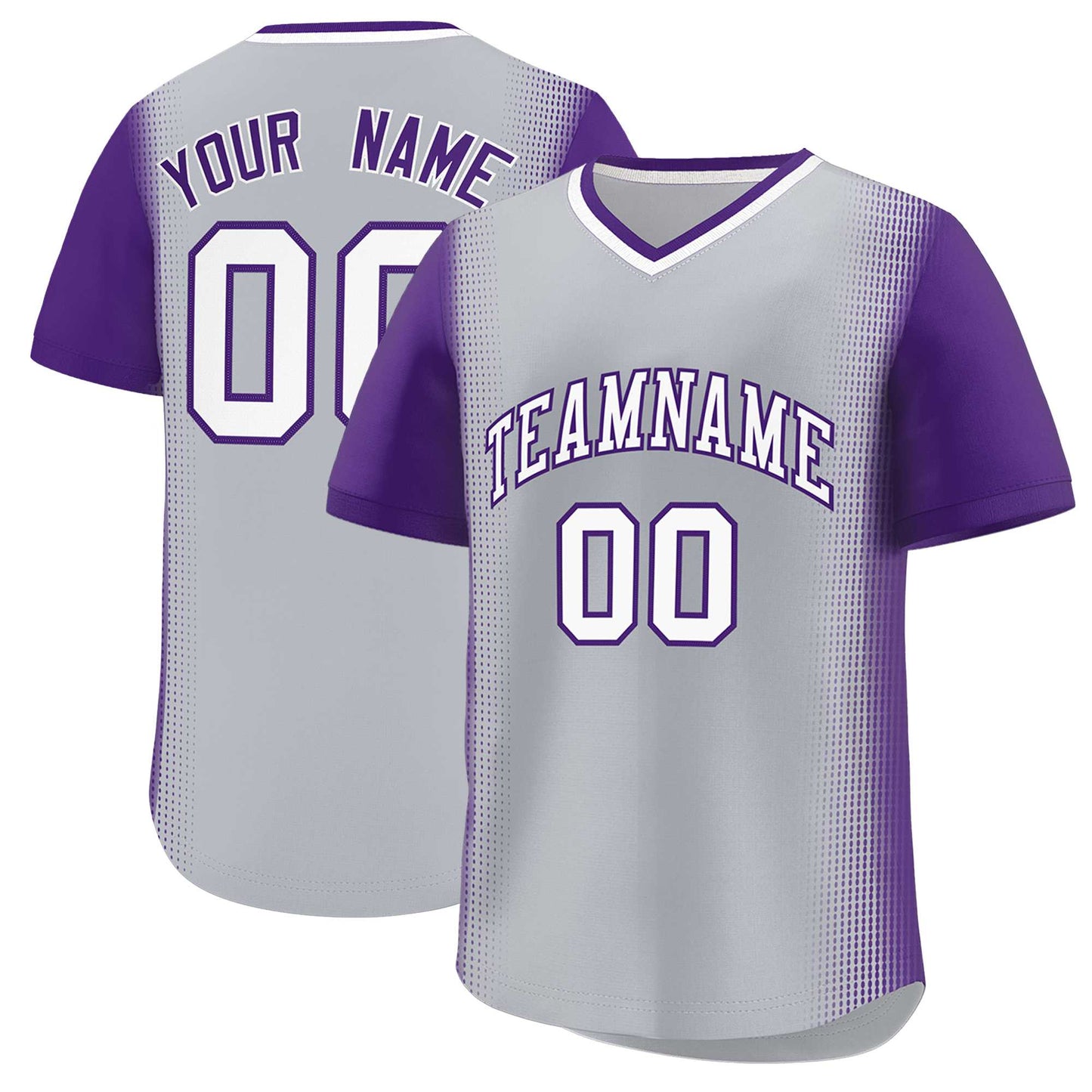 Custom Gray Purple Personalized Raglan Sleeves Authentic Pullover Baseball Jersey