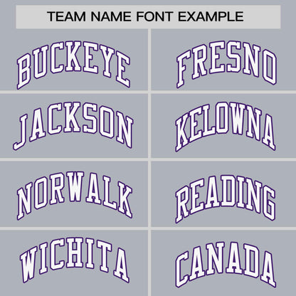 Custom Gray Purple Personalized Raglan Sleeves Authentic Pullover Baseball Jersey