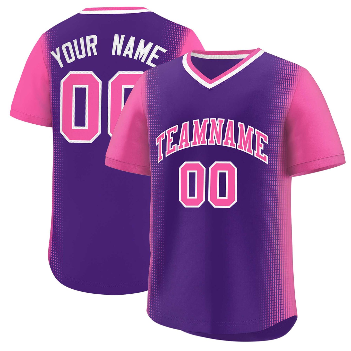 Custom Purple Pink Personalized Raglan Sleeves Authentic Pullover Baseball Jersey