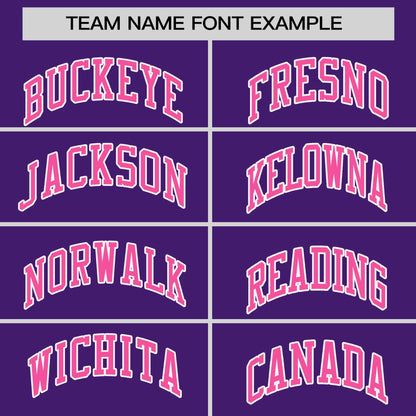 Custom Purple Pink Personalized Raglan Sleeves Authentic Pullover Baseball Jersey