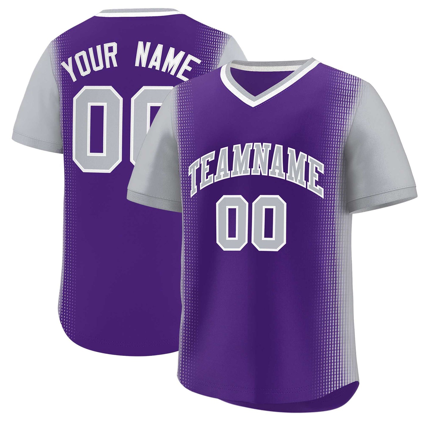 Custom Purple Gray Personalized Raglan Sleeves Authentic Pullover Baseball Jersey