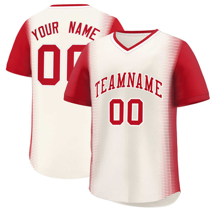 Custom Cream Red Personalized Raglan Sleeves Authentic Pullover Baseball Jersey