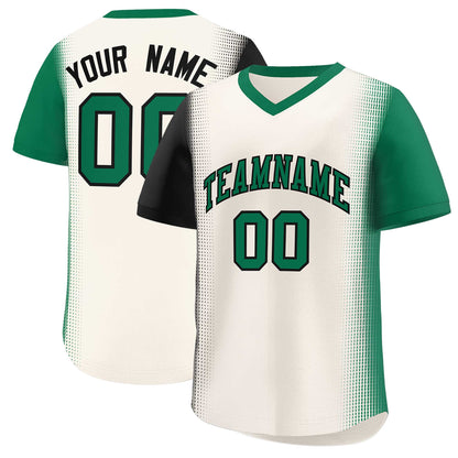 Custom Cream Black-Kelly Green Personalized Raglan Sleeves Authentic Pullover Baseball Jersey