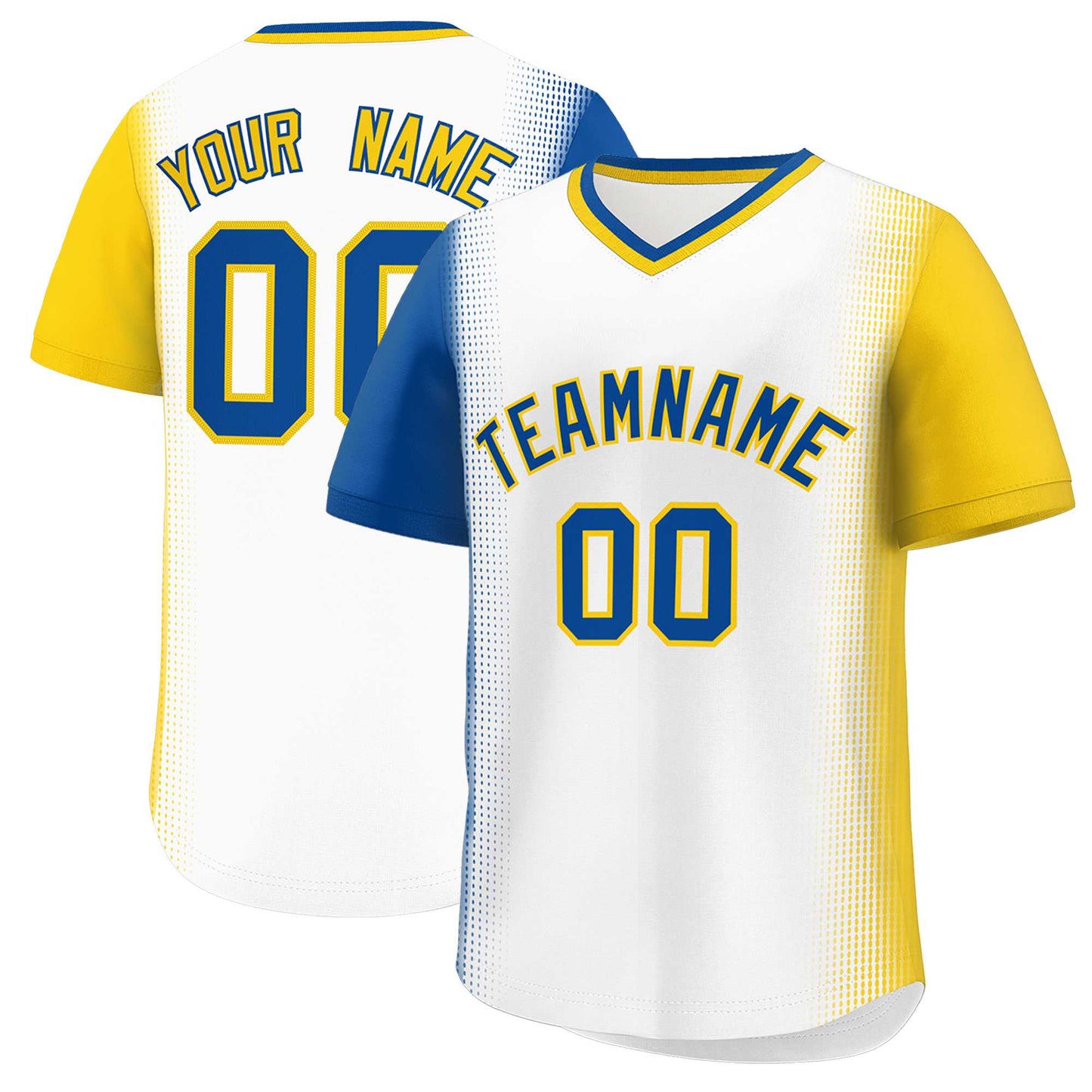 Custom White Royal-Gold Personalized Raglan Sleeves Authentic Pullover Baseball Jersey