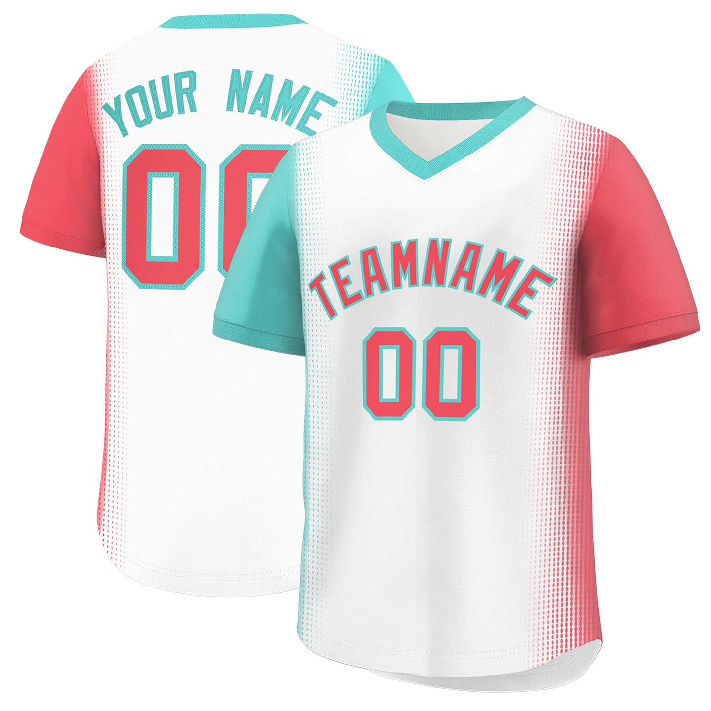 Custom White Bright Green-Light Red Personalized Raglan Sleeves Authentic Pullover Baseball Jersey