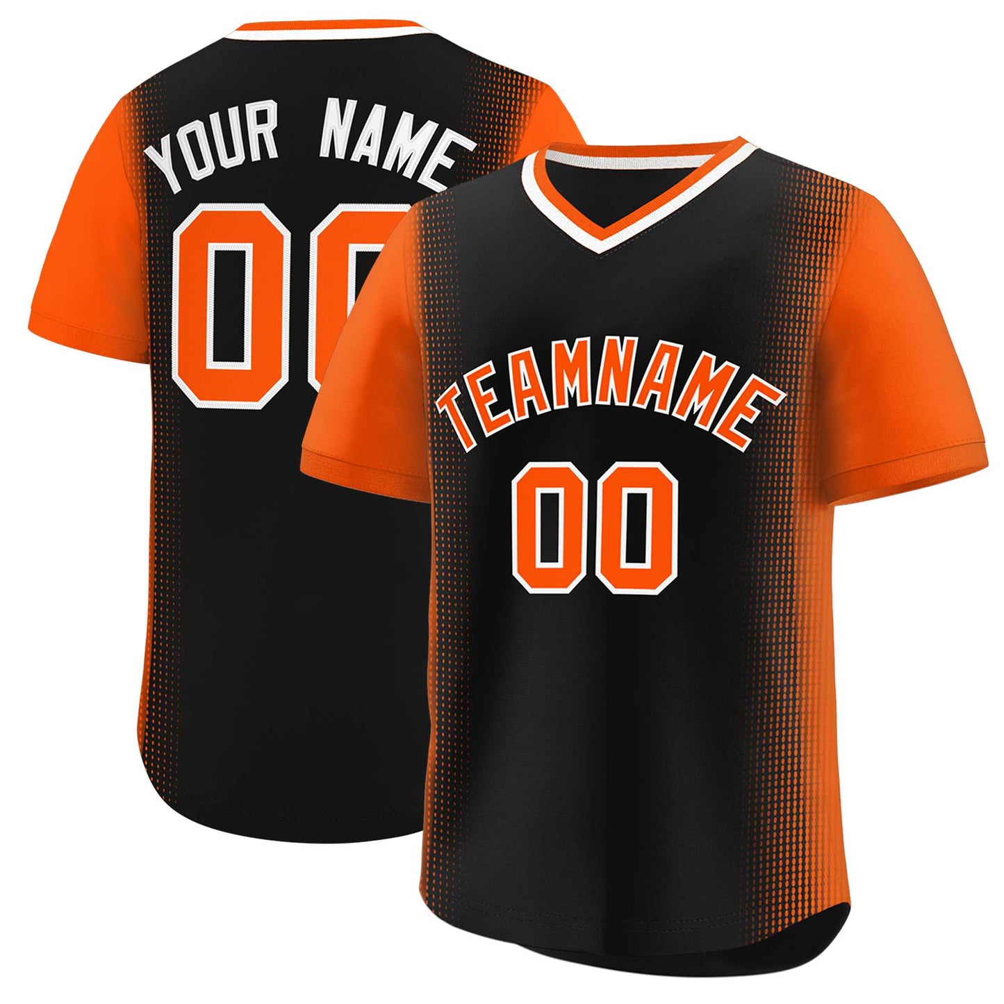 Custom Black Orange Personalized Raglan Sleeves Authentic Pullover Baseball Jersey