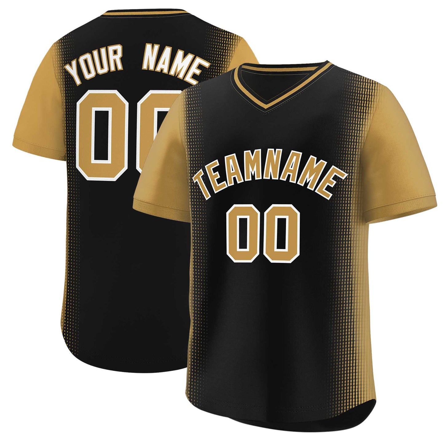 Custom Black Old Gold Personalized Raglan Sleeves Authentic Pullover Baseball Jersey