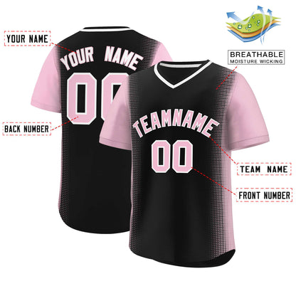 Custom Black Light Pink Personalized Raglan Sleeves Authentic Pullover Baseball Jersey