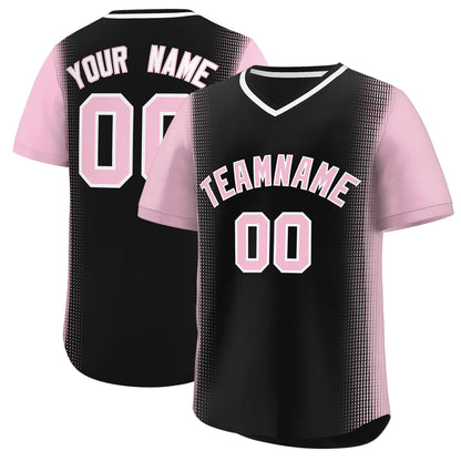 Custom Black Light Pink Personalized Raglan Sleeves Authentic Pullover Baseball Jersey