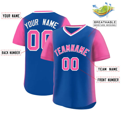 Custom Royal Pink Personalized Raglan Sleeves Authentic Pullover Baseball Jersey