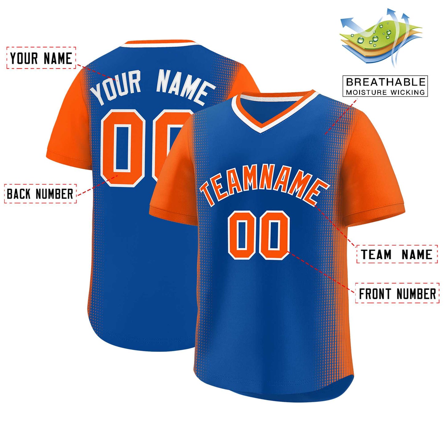 Custom Royal Orange Personalized Raglan Sleeves Authentic Pullover Baseball Jersey