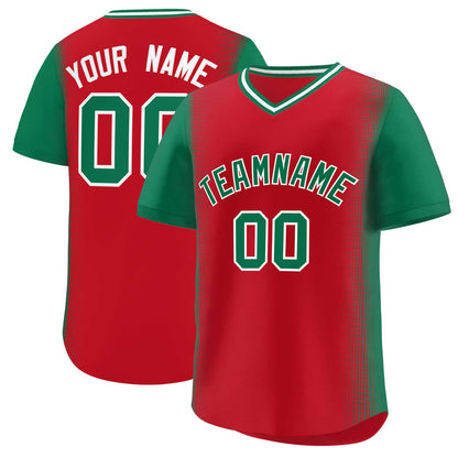 Custom Red Kelly Green Personalized Raglan Sleeves Authentic Pullover Baseball Jersey