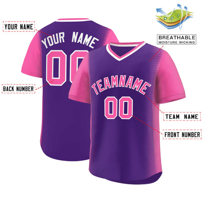 Custom Purple Pink Personalized Raglan Sleeves Authentic Pullover Baseball Jersey