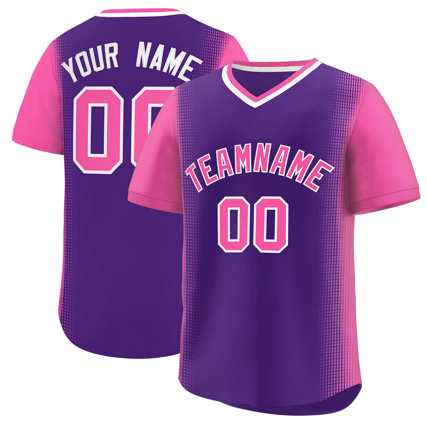 Custom Purple Pink Personalized Raglan Sleeves Authentic Pullover Baseball Jersey