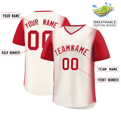 Custom Cream Red Personalized Raglan Sleeves Authentic Pullover Baseball Jersey