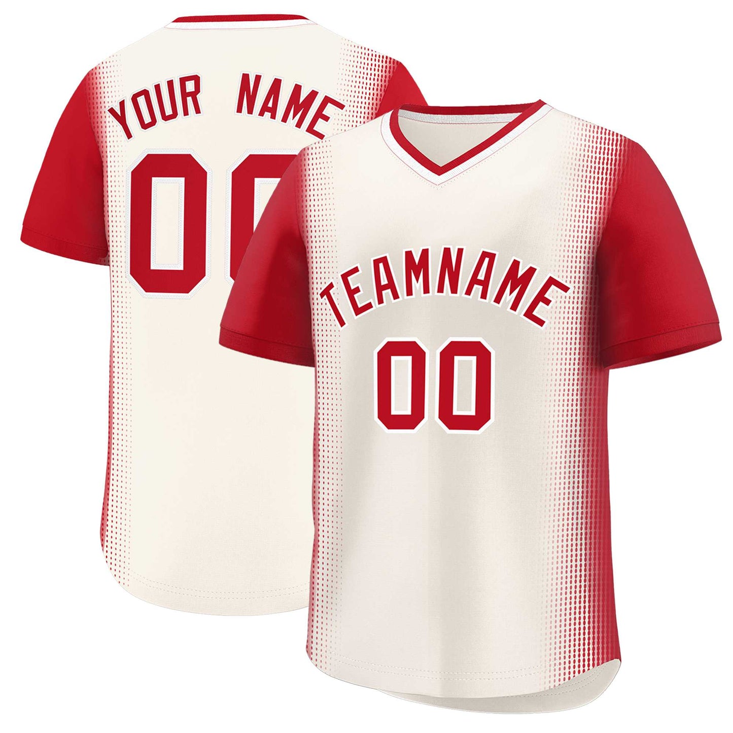 Custom Cream Red Personalized Raglan Sleeves Authentic Pullover Baseball Jersey