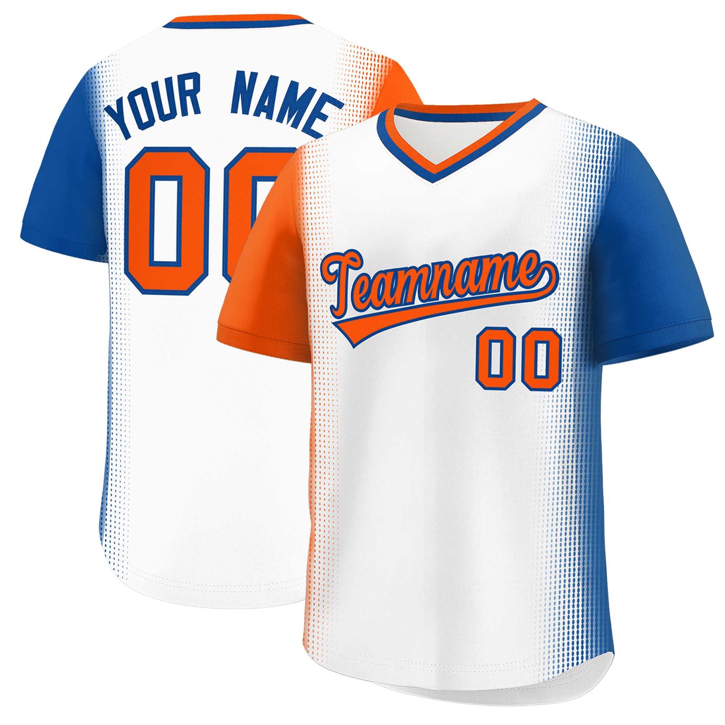 Custom White Orange-Royal Personalized Raglan Sleeves Authentic Pullover Baseball Jersey