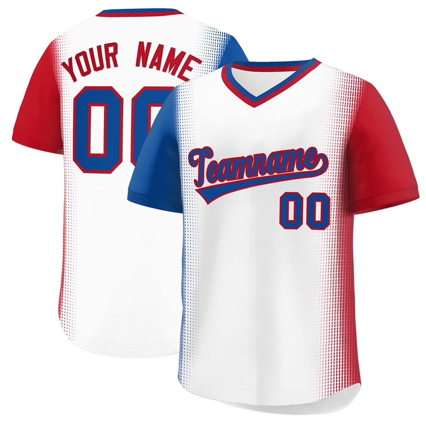 Custom White Royal-Red Personalized Raglan Sleeves Authentic Pullover Baseball Jersey