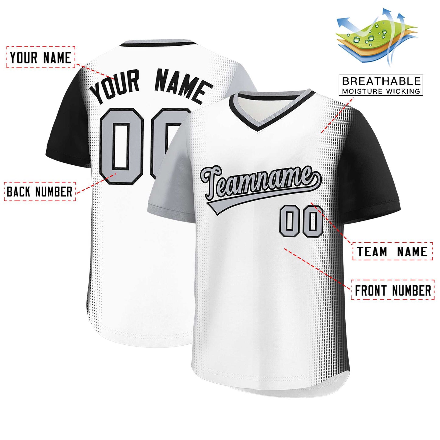 Custom White Gray-Black Personalized Raglan Sleeves Authentic Pullover Baseball Jersey