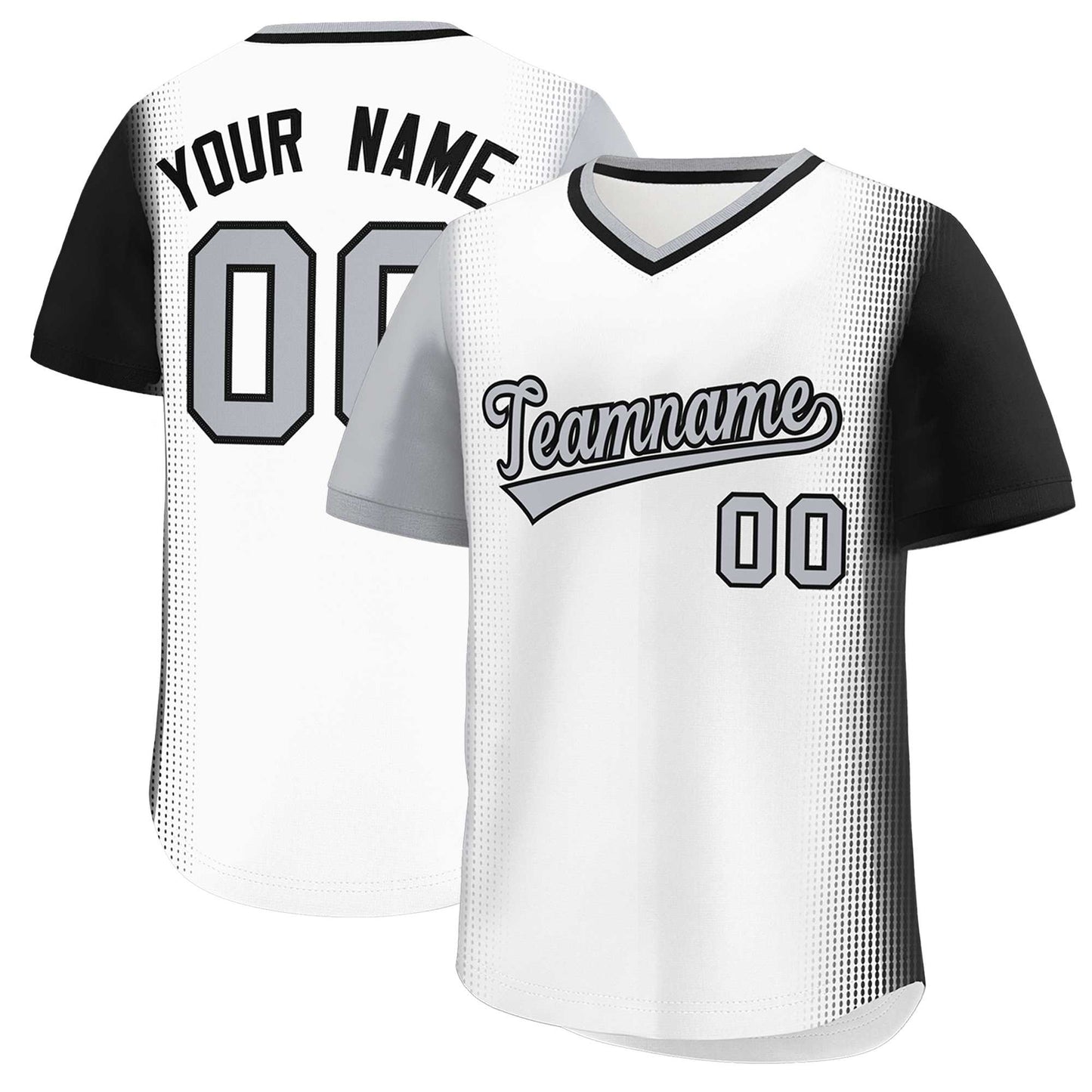 Custom White Gray-Black Personalized Raglan Sleeves Authentic Pullover Baseball Jersey