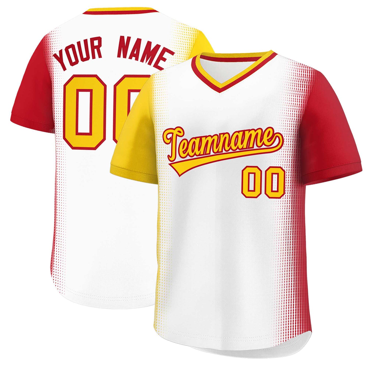 Custom White Gold-Red Personalized Raglan Sleeves Authentic Pullover Baseball Jersey