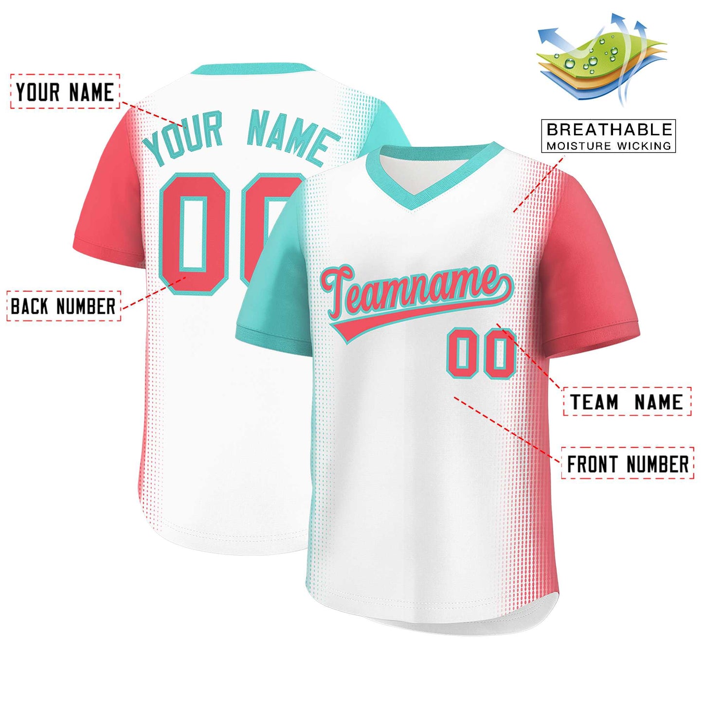 Custom White Bright Green-Light Red Personalized Raglan Sleeves Authentic Pullover Baseball Jersey