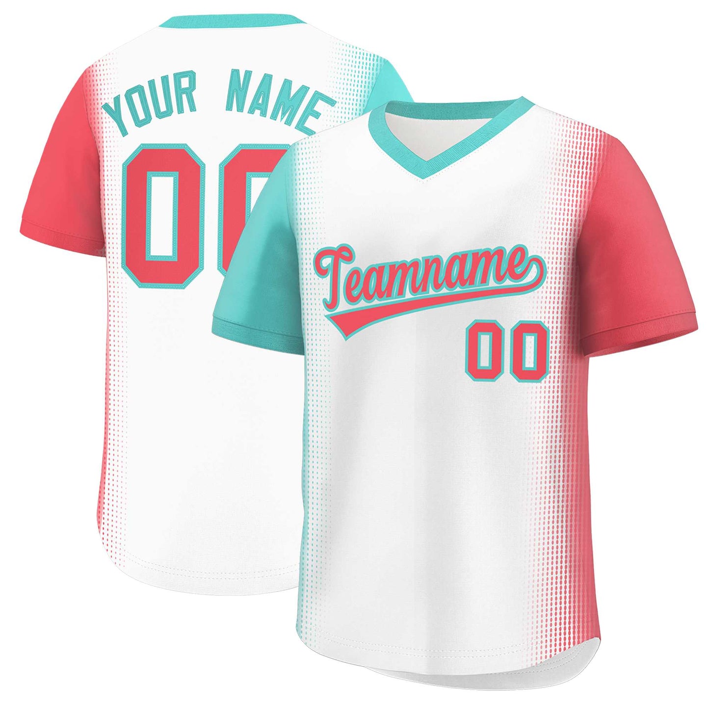 Custom White Bright Green-Light Red Personalized Raglan Sleeves Authentic Pullover Baseball Jersey