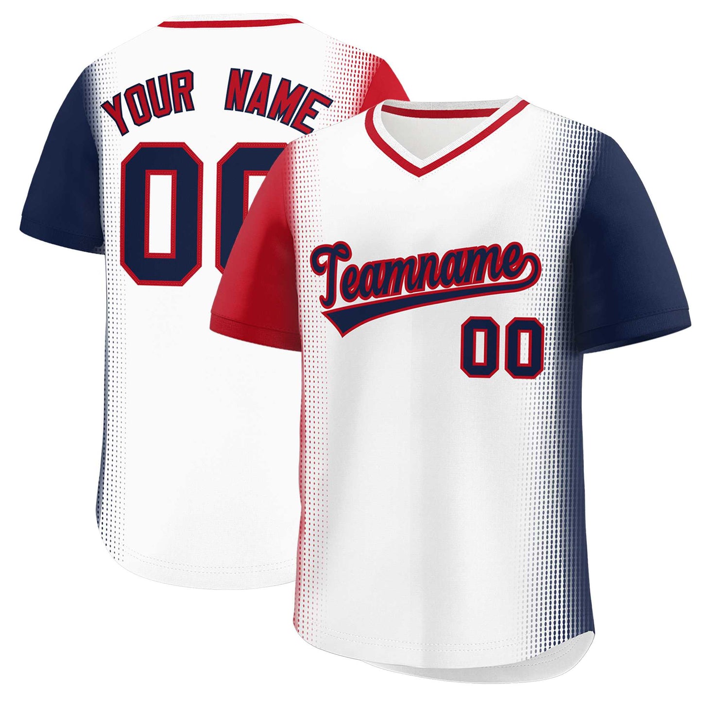 Custom White Red-Navy Personalized Raglan Sleeves Authentic Pullover Baseball Jersey