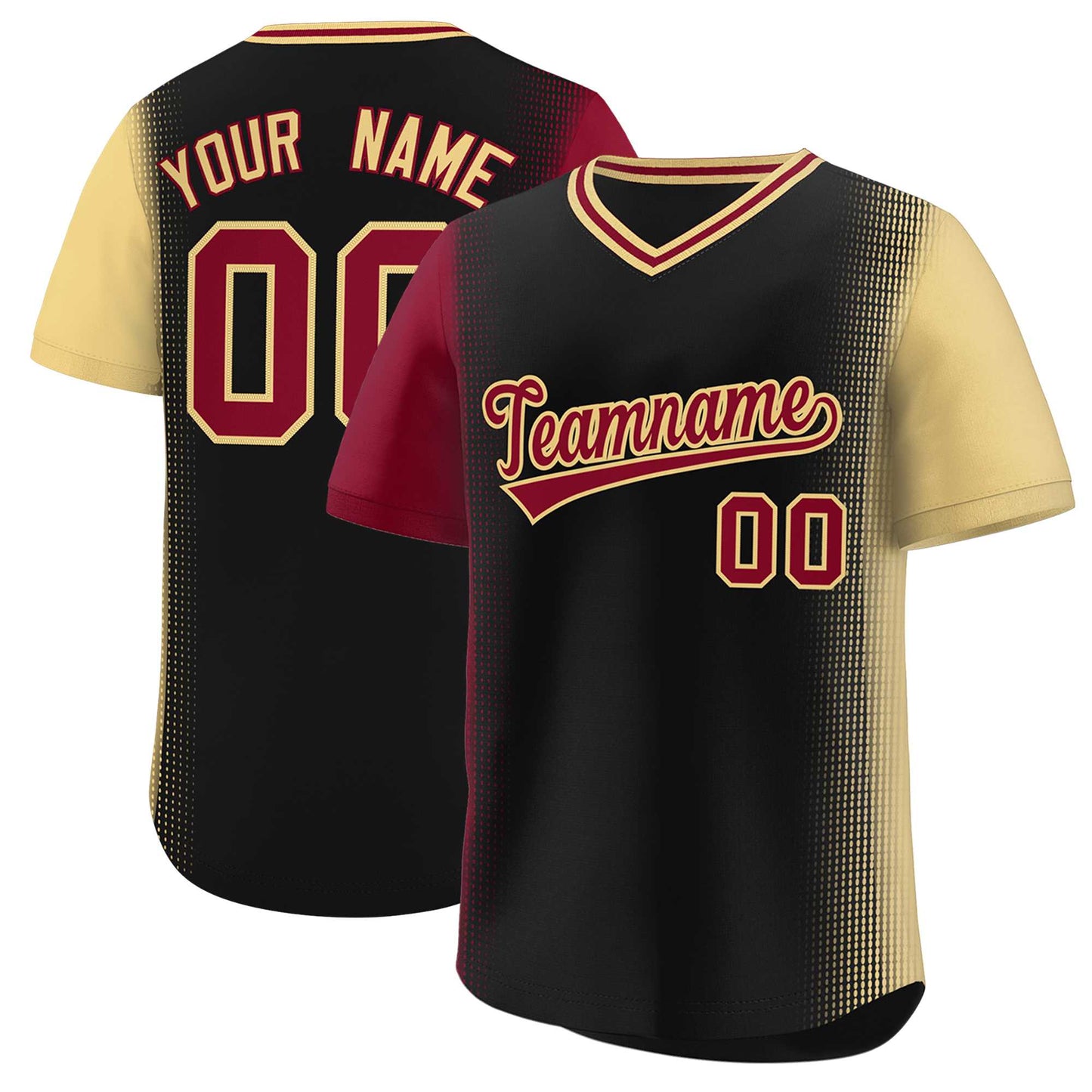 Custom Black Crimson-Khaki Personalized Raglan Sleeves Authentic Pullover Baseball Jersey