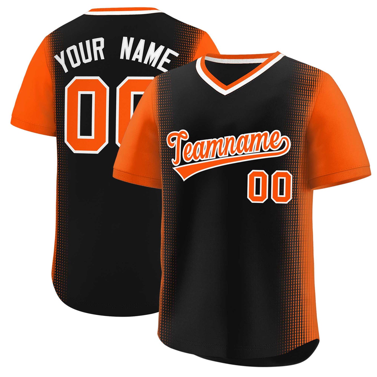 Custom Black Orange Personalized Raglan Sleeves Authentic Pullover Baseball Jersey