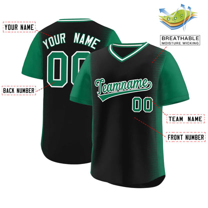 Custom Black Kelly Green Personalized Raglan Sleeves Authentic Pullover Baseball Jersey