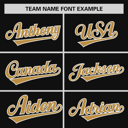 Custom Black Old Gold Personalized Raglan Sleeves Authentic Pullover Baseball Jersey