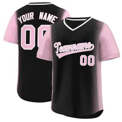 Custom Black Light Pink Personalized Raglan Sleeves Authentic Pullover Baseball Jersey