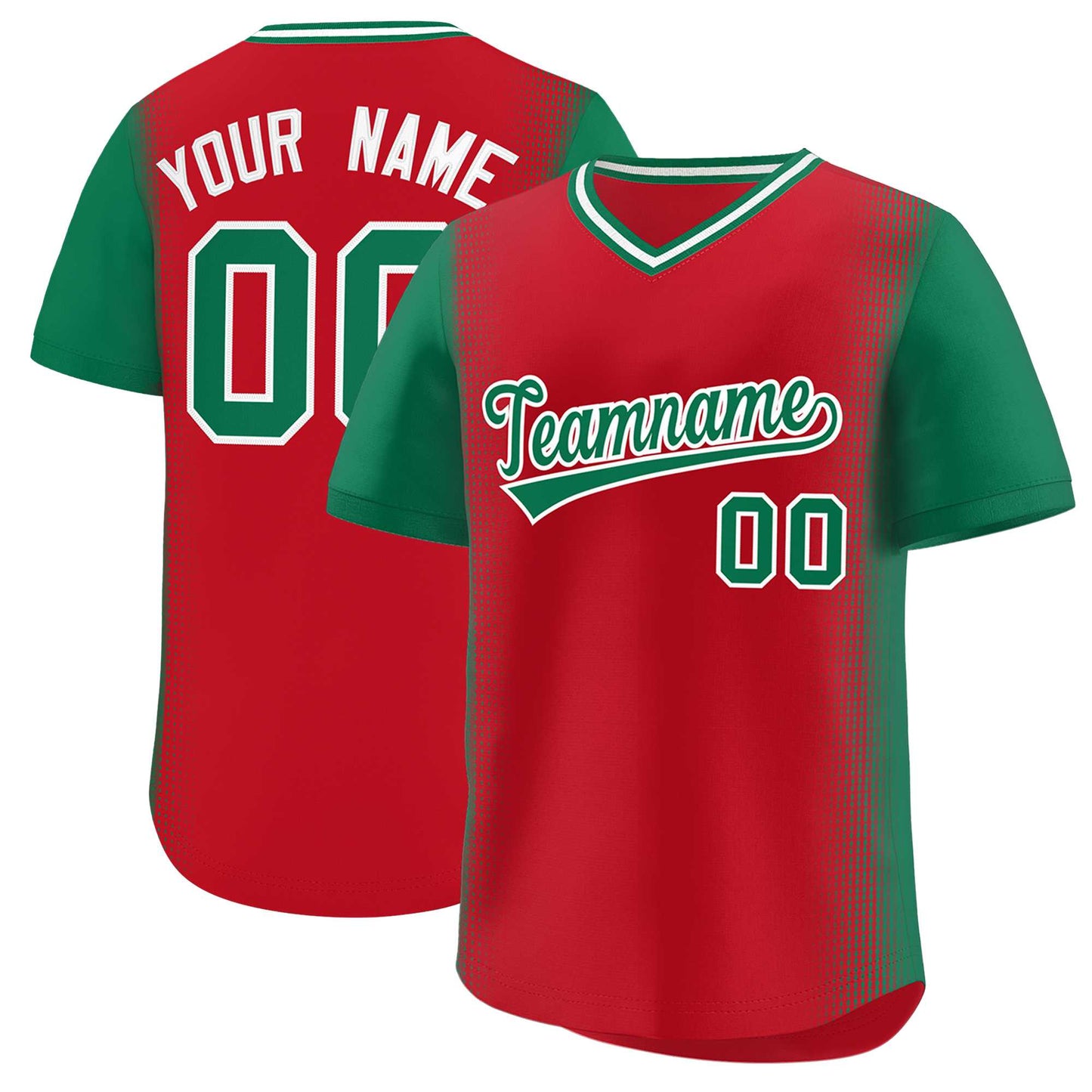 Custom Red Kelly Green Personalized Raglan Sleeves Authentic Pullover Baseball Jersey