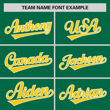 Custom Kelly Green Gold Personalized Raglan Sleeves Authentic Pullover Baseball Jersey