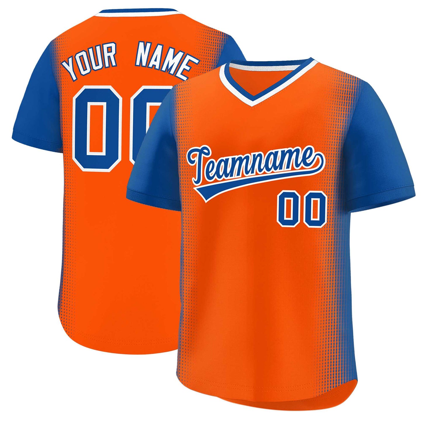 Custom Orange Royal Personalized Raglan Sleeves Authentic Pullover Baseball Jersey