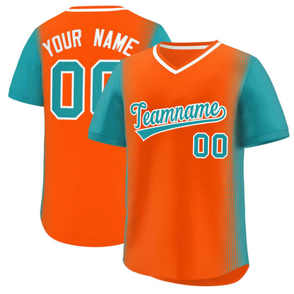 Custom Orange Aqua Personalized Raglan Sleeves Authentic Pullover Baseball Jersey